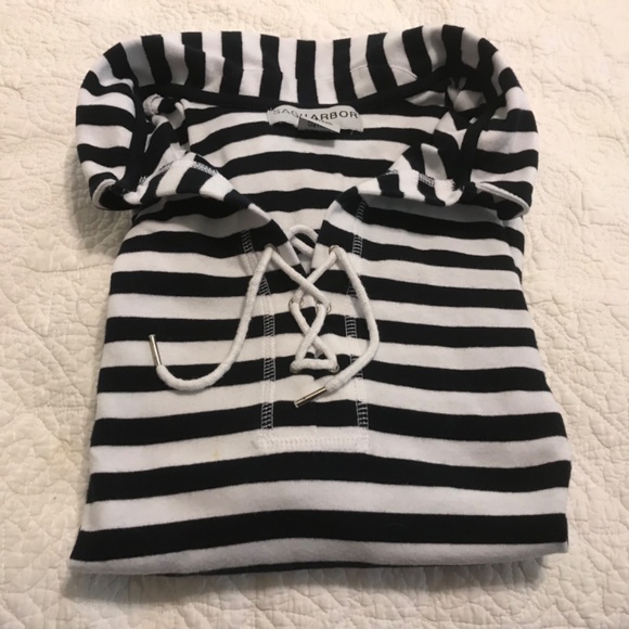 Sag harbor woman blue & white striped collared 💯% cotton short sleeve top (2X) - Picture 12 of 12